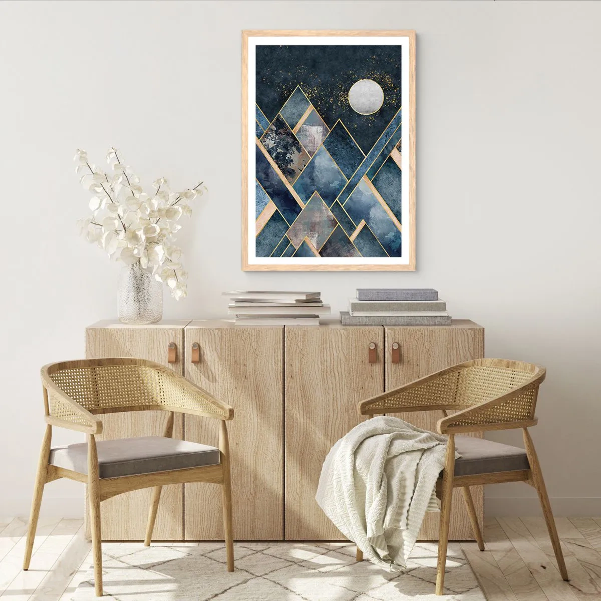 Een poster in een licht eiken lijst - Geometrisch landschap - 61x91 cm
