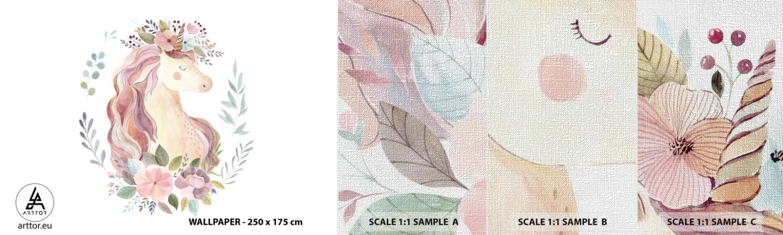 Fotobehang Monster Premium Canvas - Een uitnodiging in de wereld van sprookjes - Eenhoorn, Meisjesachtig, Voor kinderen - 100x30 cm