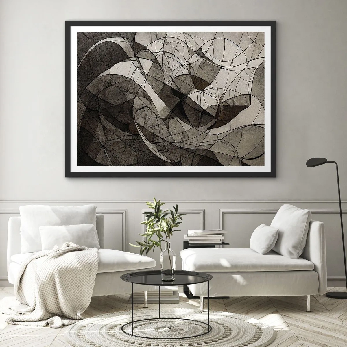 Poster in een zwarte lijst - Circulatie van aardekleuren - 70x50 cm
