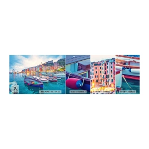 Fotobehang Staaltje Standard Eco - Kleurrijke avond in de haven - Havenstad, Architectuur, Landschap - 100x30 cm