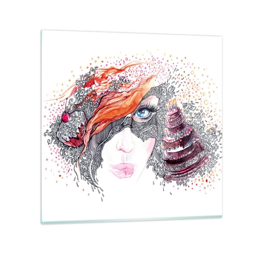 Schilderen op glas - Elke dag is er een feestdag met haar - 60x60 cm