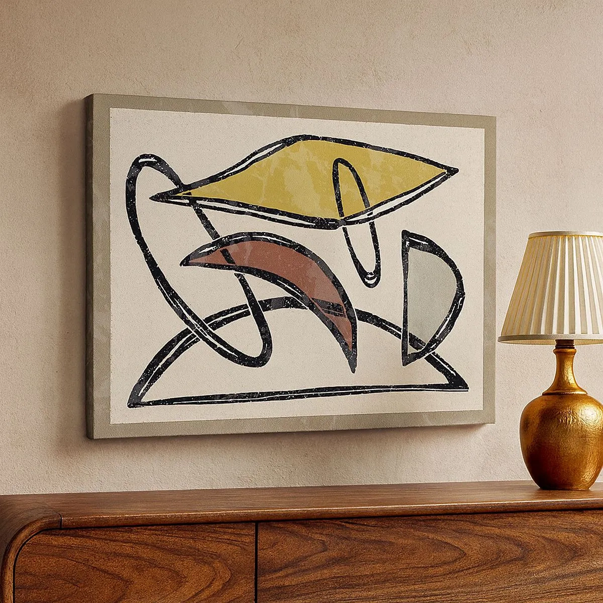 Schilderen op canvas - Abstractie met geometrische vormen en gedempte kleuren - 70x50cm - Verticale en horizontale lijnen - Moderne wanddecoratie voor woonkamer en slaapkamer ARTTOR