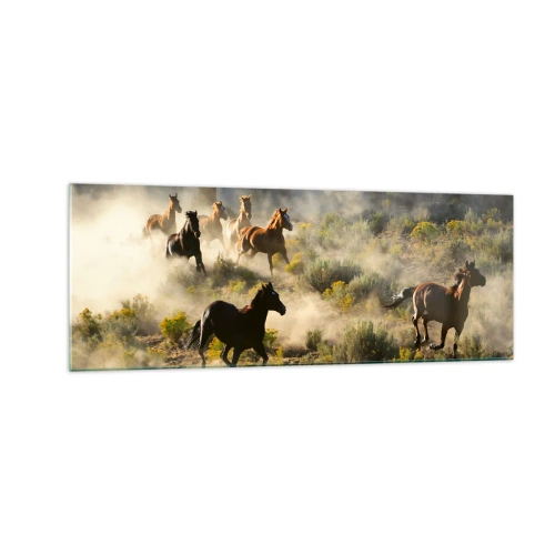 Schilderen op glas - Rivaliteit - vrijheid of mannelijke kracht? - 140x50 cm
