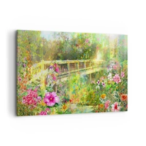 Schilderen op canvas - Een brug van lentezuchten - 120x80 cm