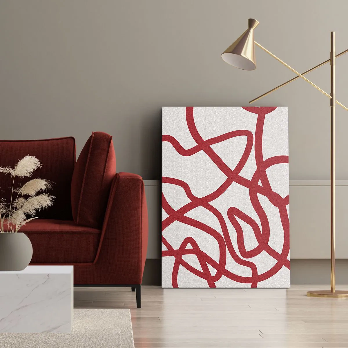 Schilderen op canvas - Rood op wit - 80x120 cm