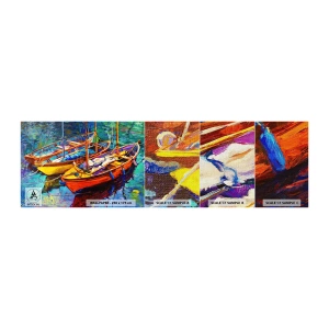Fotobehang Monster Premium Canvas - Op water vol met kleuren - Łódź, Zeilboot, Zee - 100x30 cm