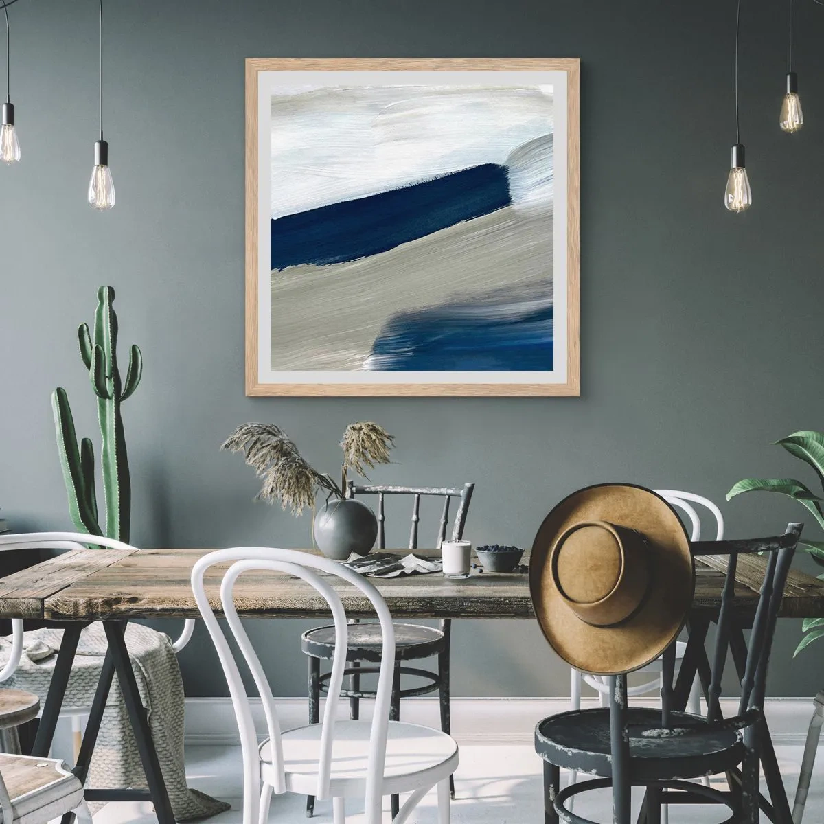 Een poster in een licht eiken lijst - Ontmoeting met witheid - 40x40 cm