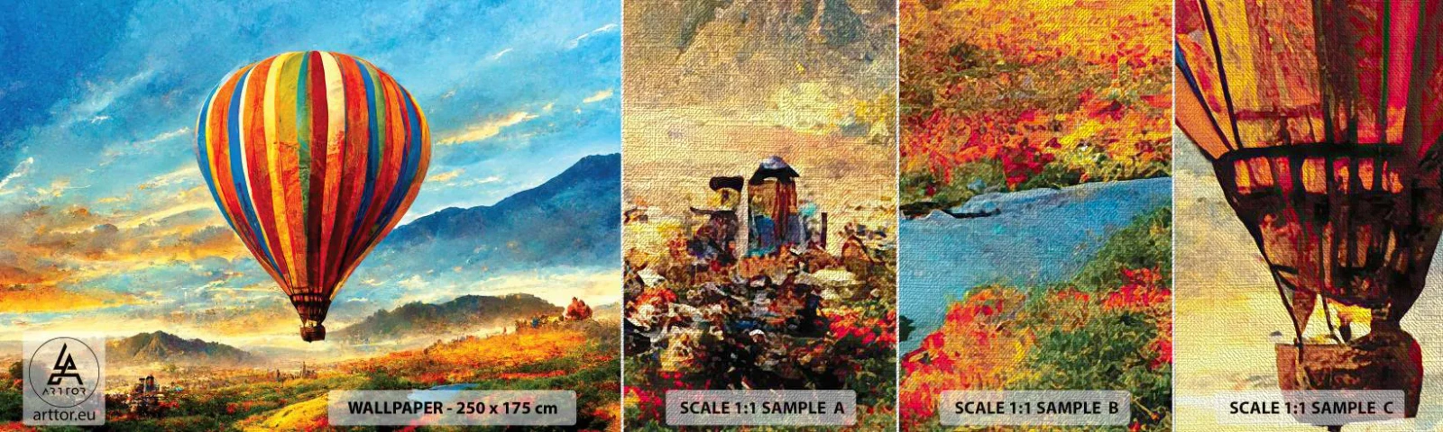 Fotobehang Monster Premium Canvas - In stilte zie je meer - Ballon, Landschap, Natuur - 100x30 cm