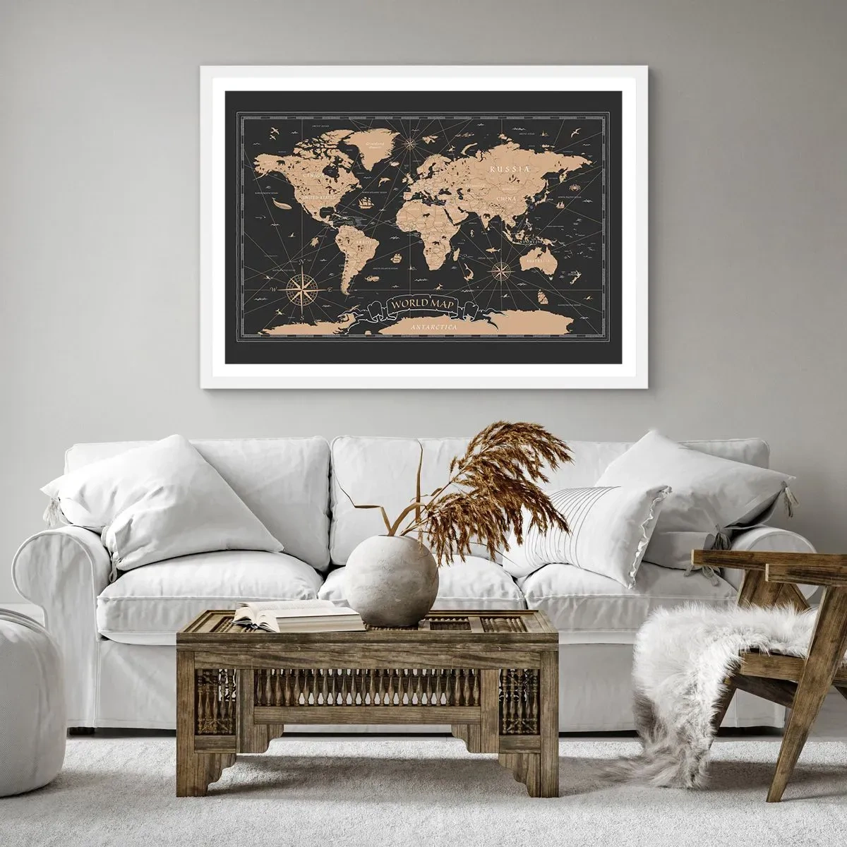 Poster in een witte lijst - De grenzen van mijn wereld - 100x70 cm