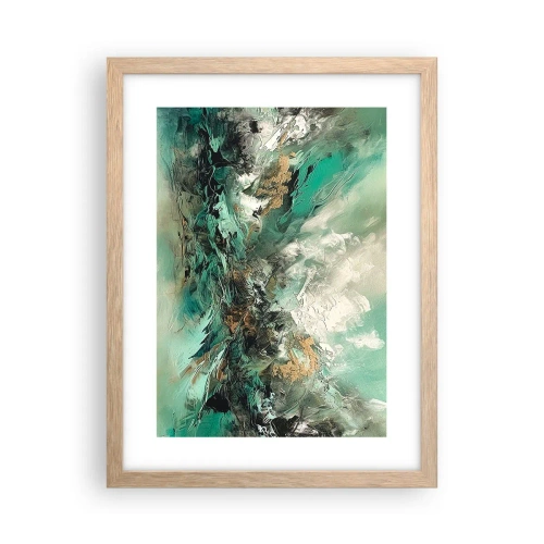 Een poster in een licht eiken lijst - Emerald en zwarte branding - 30x40 cm