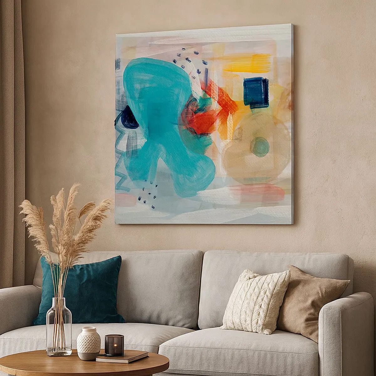 Schilderen op canvas - Kleurrijk spel - 30x30 cm