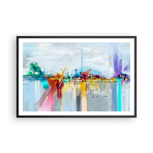 Poster in een zwarte lijst - Brug van vreugde bij de rivier van het leven - 91x61 cm
