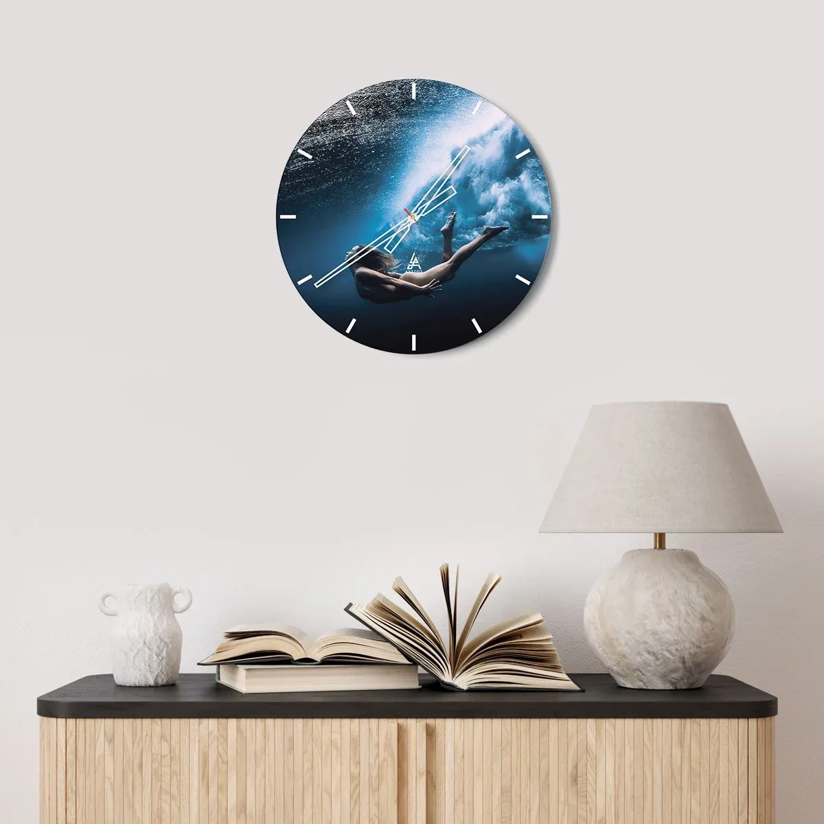 Wandklok - Klok - Een moderne zeemeermin - 40x40 cm