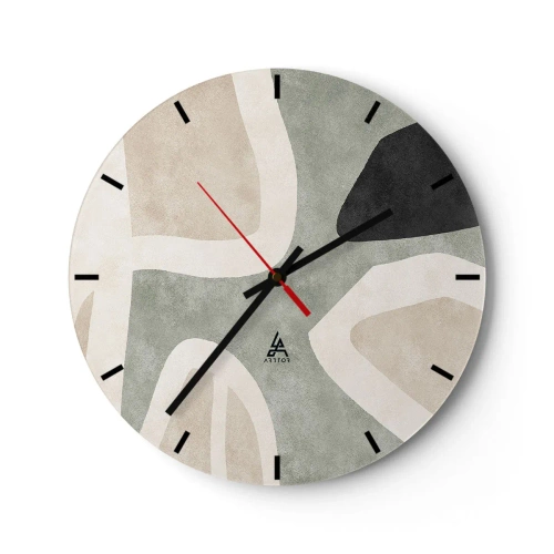 Wandklok - Klok - Compositie met een zwart motief - 40x40 cm