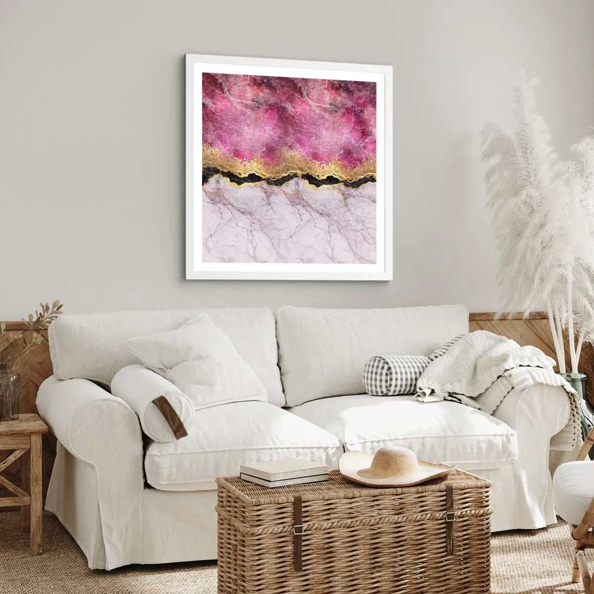 Poster in een witte lijst - Op de grens - 50x50 cm