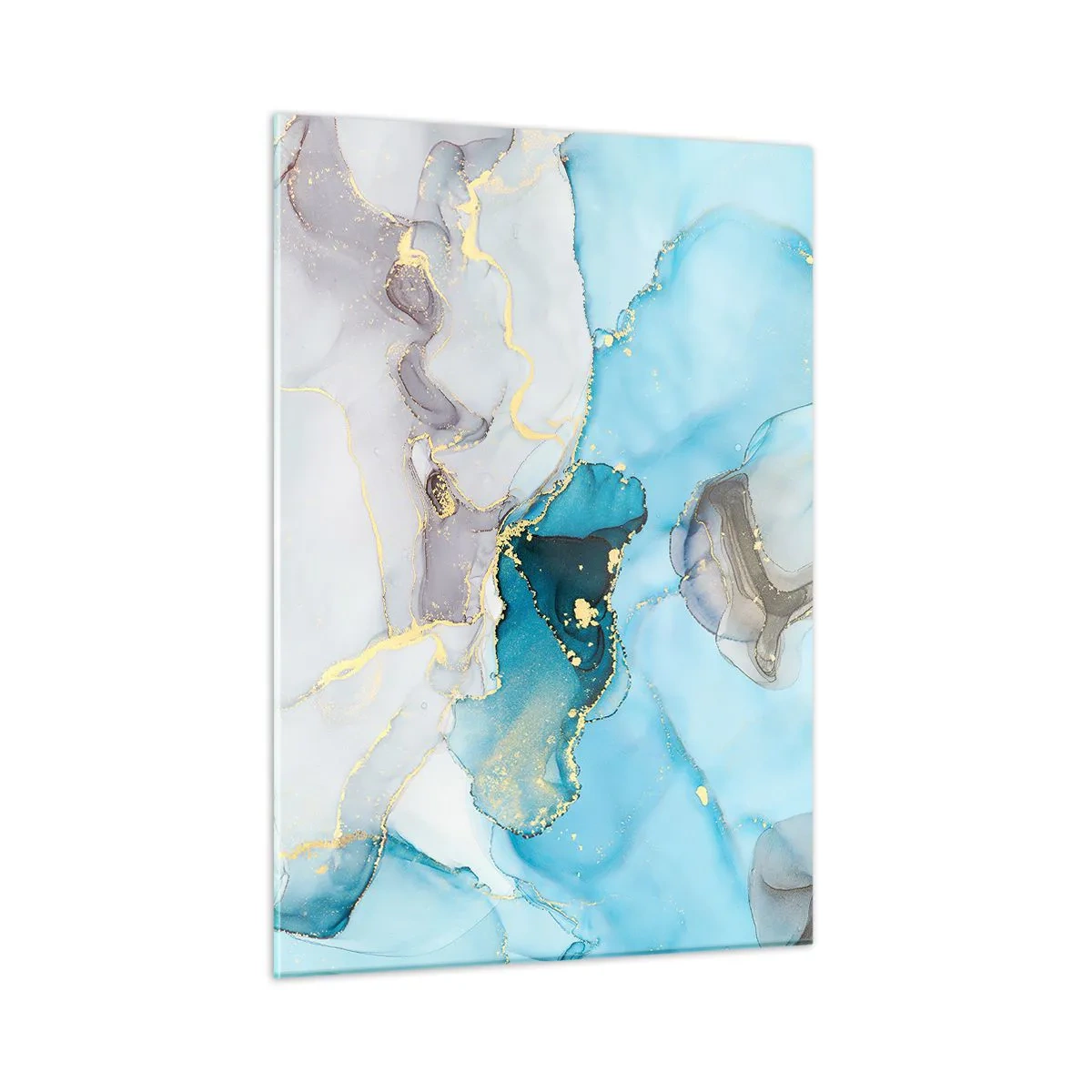 Schilderen op glas - Een studie van de ontmoeting van grijs en turkoois - 50x70 cm