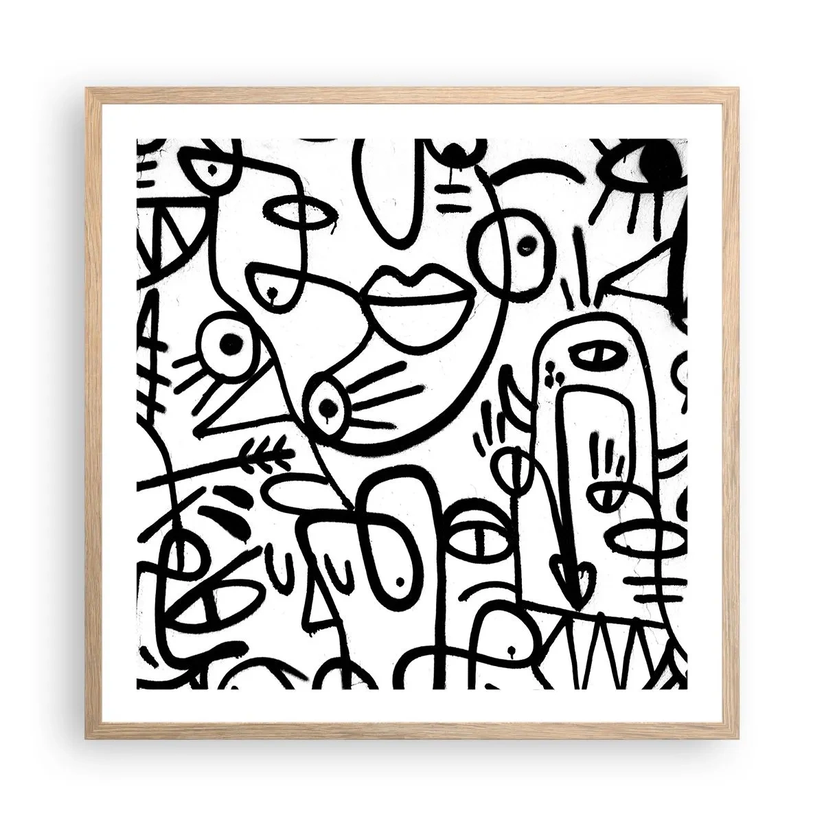 Een poster in een licht eiken lijst - Gezichten en luchtspiegelingen - 60x60 cm