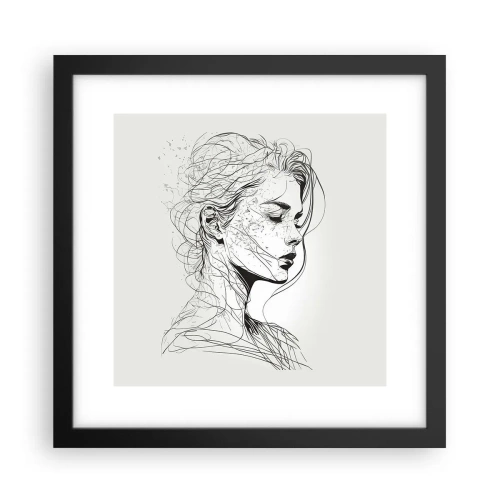 Poster in een zwarte lijst - Portret in gedachten - 30x30 cm