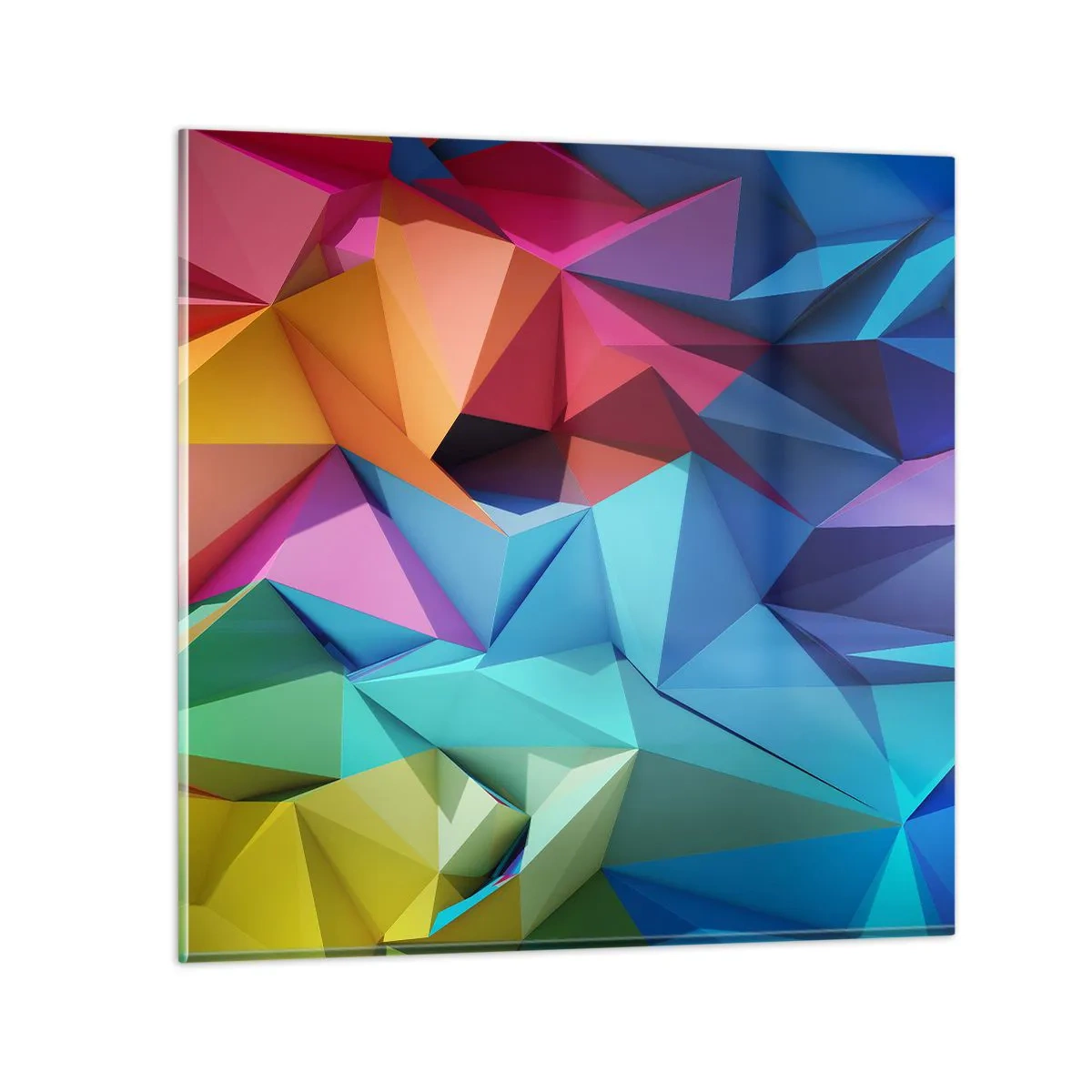 Schilderen op glas - Regenboog origami - 40x40 cm
