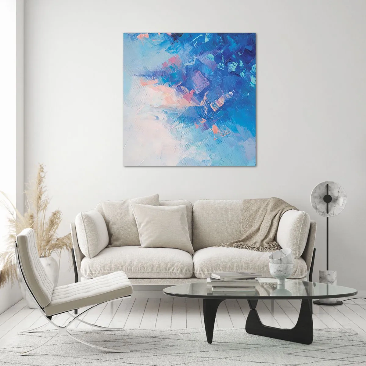 Schilderen op glas - Winter abstractie - 40x40 cm