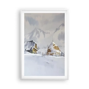 Poster in een witte lijst - In een besneeuwde vallei - 61x91 cm