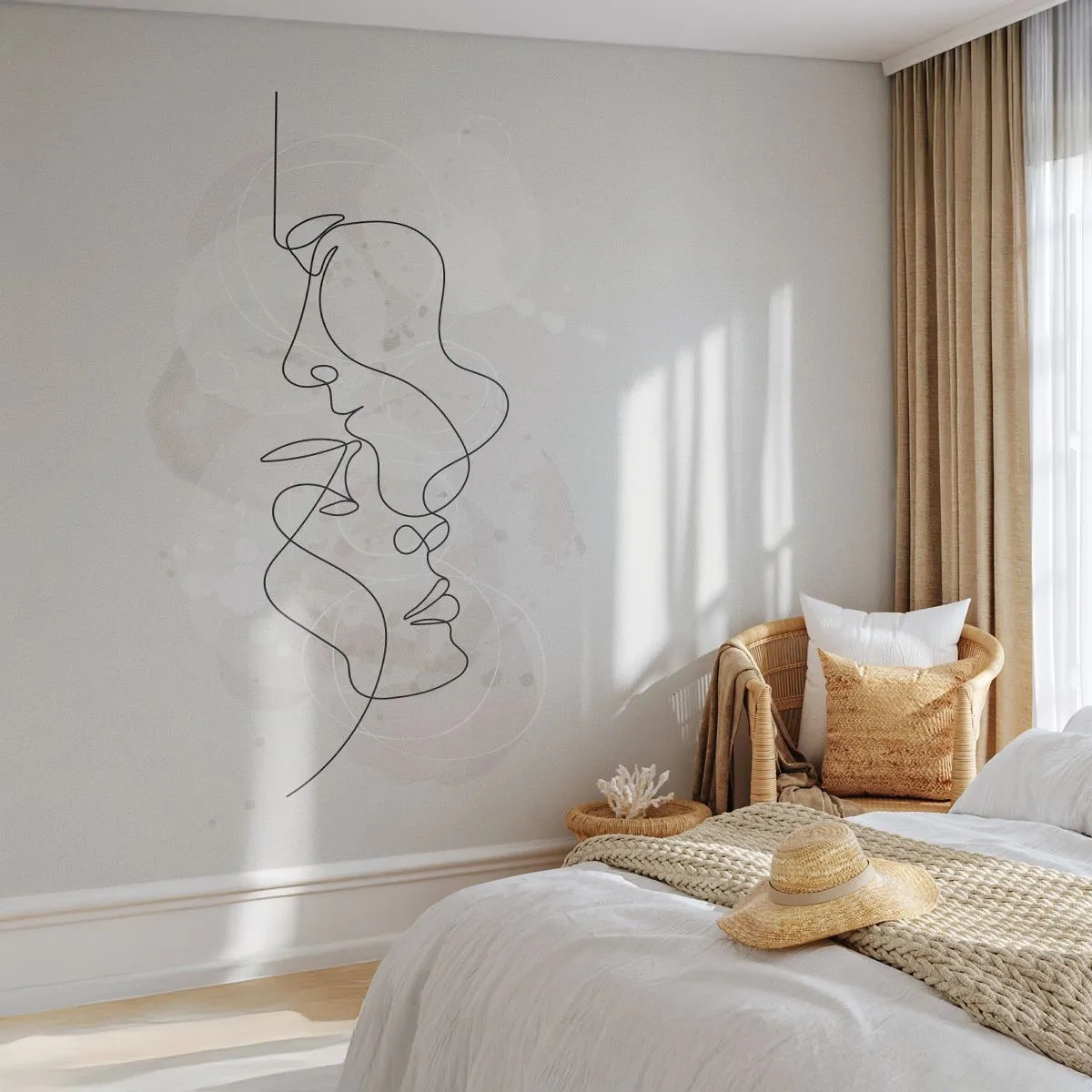 Fotobehang Standard Eco - Verstrikt in een omhelzing - Abstractie, Man, Vrouw - 300x210 cm