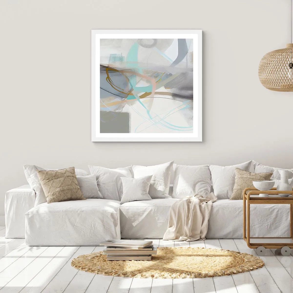 Poster in een witte lijst - Mistige abstractie - 60x60 cm