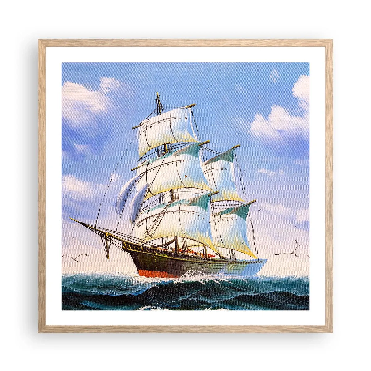 Een poster in een licht eiken lijst - Trots met de wind - 60x60 cm