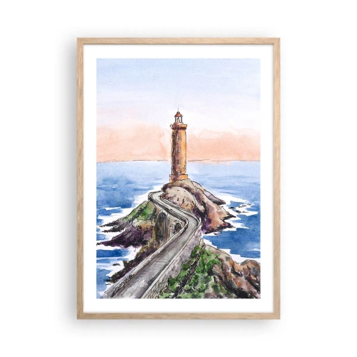 Een poster in een licht eiken lijst - Kijkend naar de zee - 50x70 cm