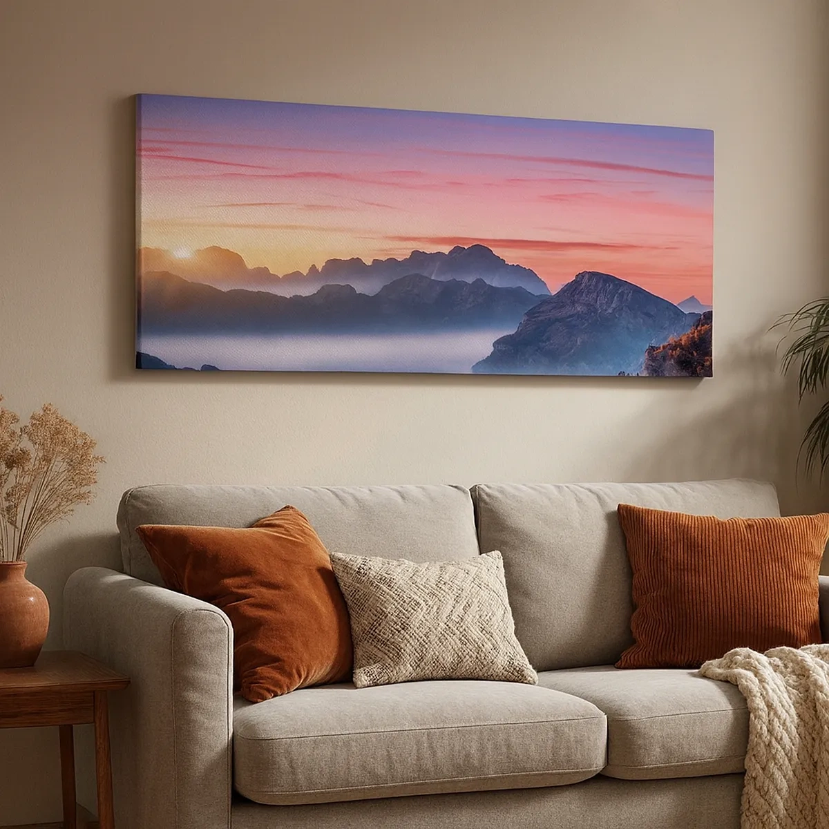 Schilderen op canvas - Over de valleien - 30x30 cm