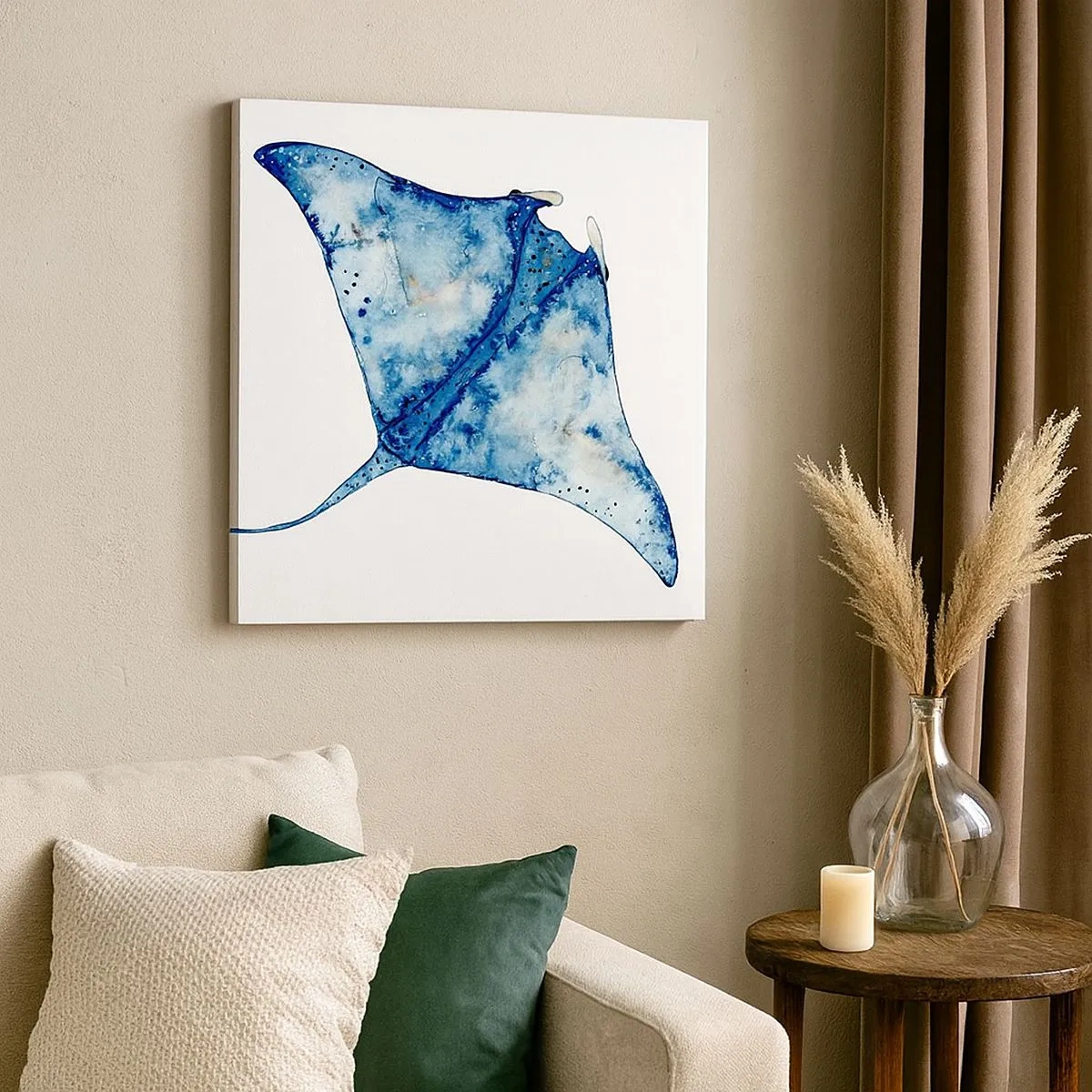 Schilderen op canvas - Leven in blauw - 30x30 cm