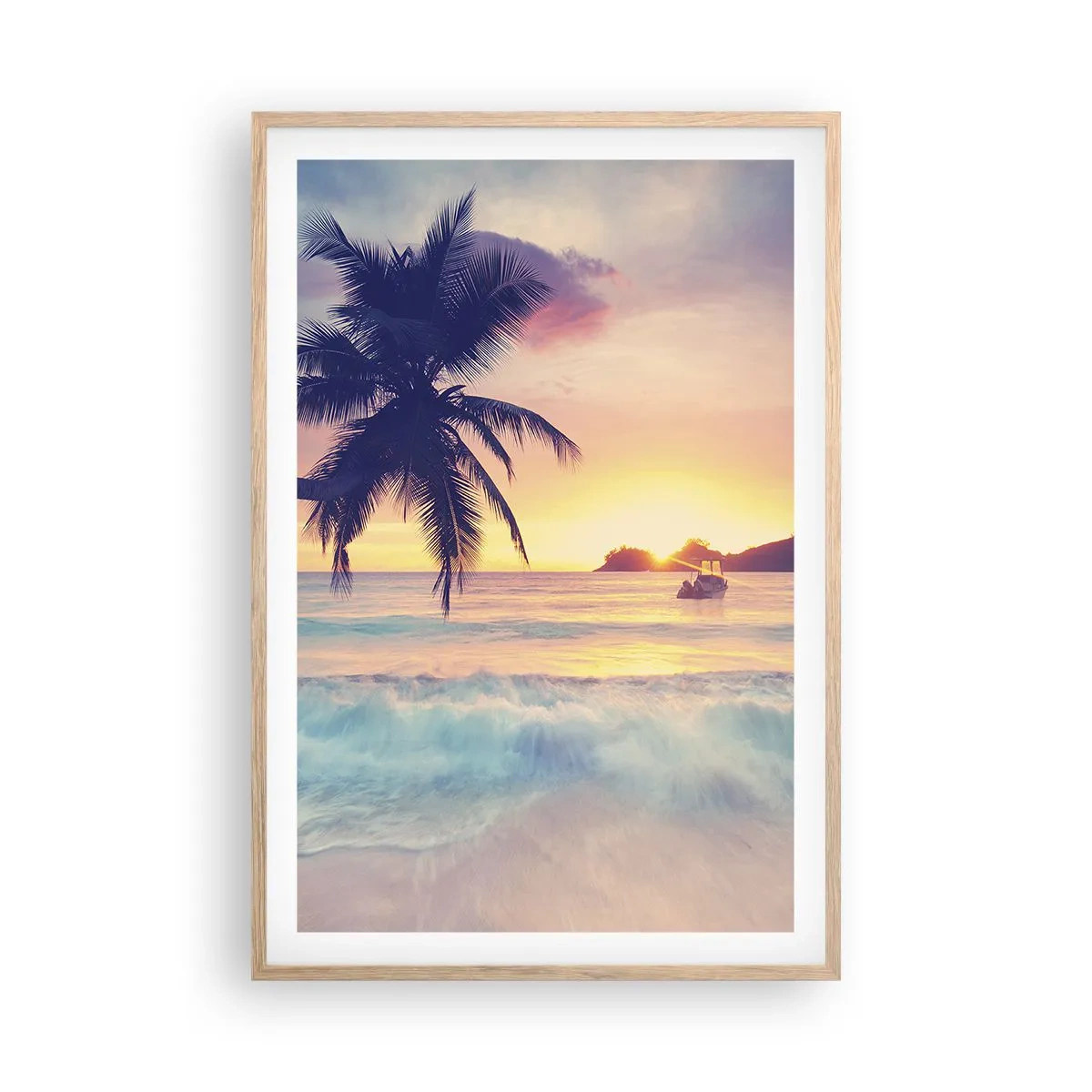 Een poster in een licht eiken lijst - Een avond aan de baai - 61x91 cm