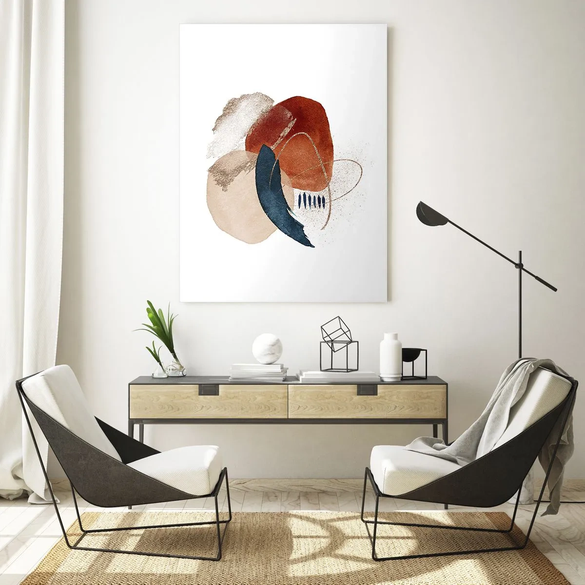 Schilderen op glas - Ovale compositie - 70x100 cm