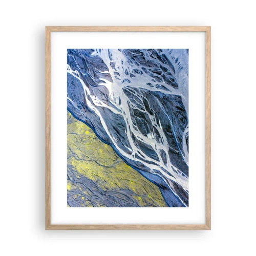 Een poster in een licht eiken lijst - Rotstekeningen van de natuur - 40x50 cm