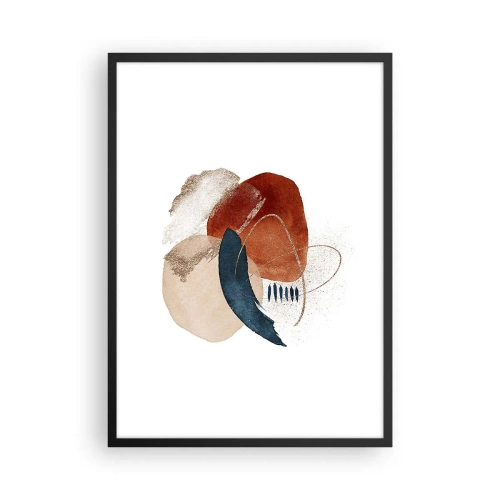 Poster in een zwarte lijst - Abstracte ovale compositie in warme kleuren - 50x70cm - Ovale compositie - Moderne wanddecoratie voor woonkamer en slaapkamer ARTTOR