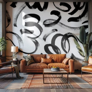 Fotobehang Premium Canvas - Zwart op wit - Moderne kunst, Moderniteit, Patronen - 250x175 cm