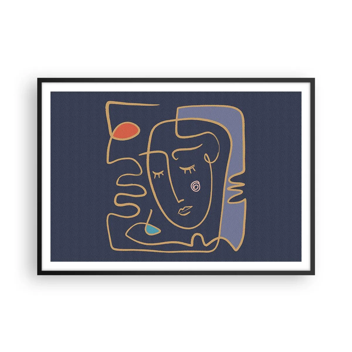 Poster in een zwarte lijst - In nadenken - 100x70 cm