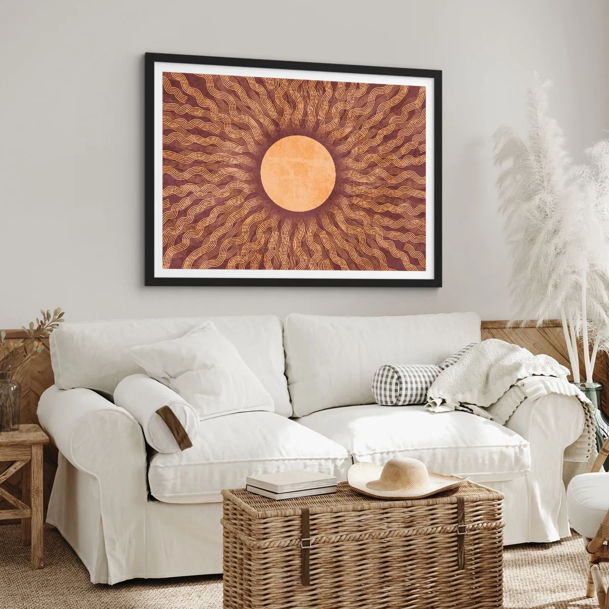 Poster in een zwarte lijst - Zon icoon - 91x61 cm