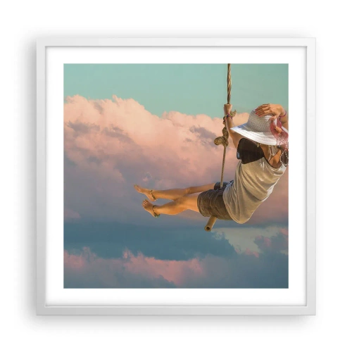 Poster in een witte lijst - Plezier in de wolken - 50x50 cm