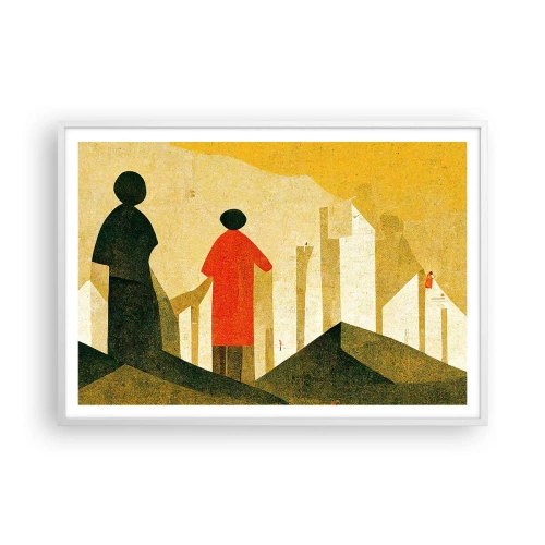 Poster in een witte lijst - Er is nog een lange weg te gaan - 100x70 cm