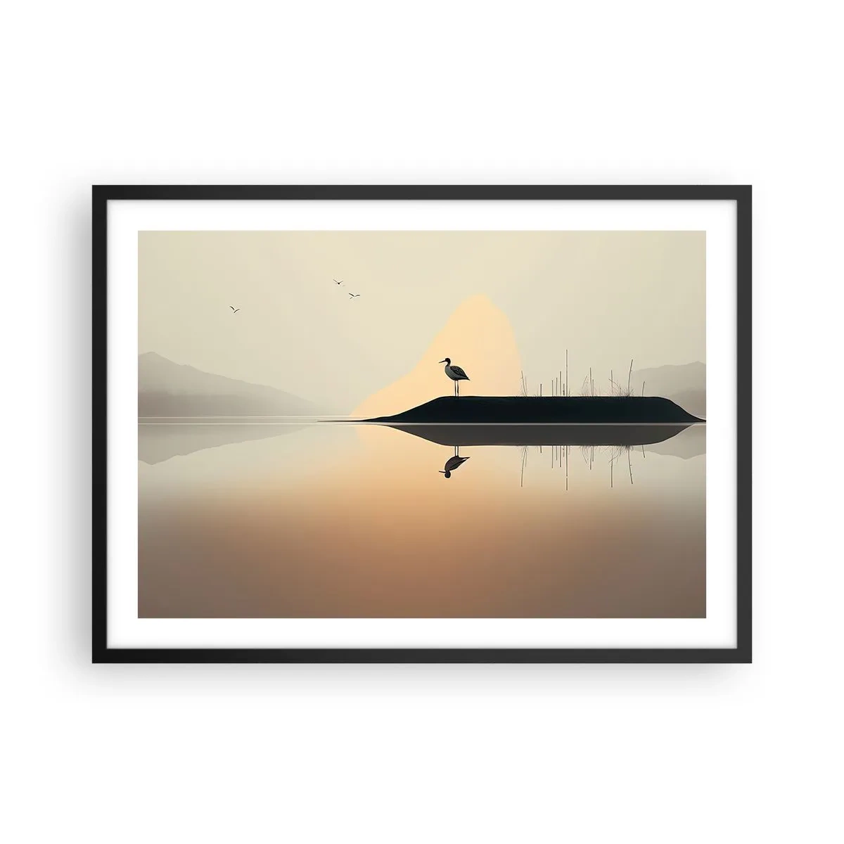 Poster in een zwarte lijst - Heer op het meer - 70x50 cm