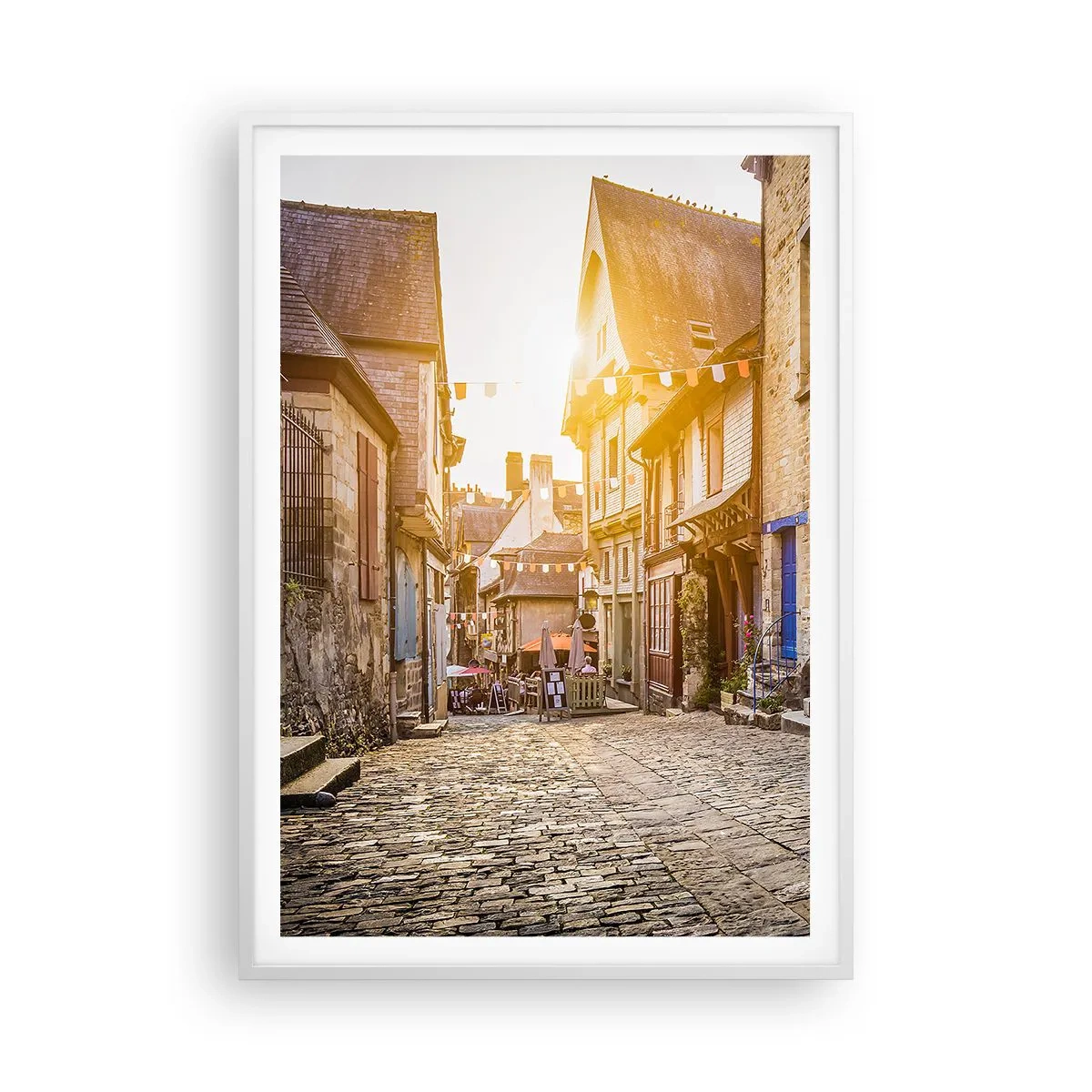 Poster in een witte lijst - De witte geest van het stadje - 70x100 cm