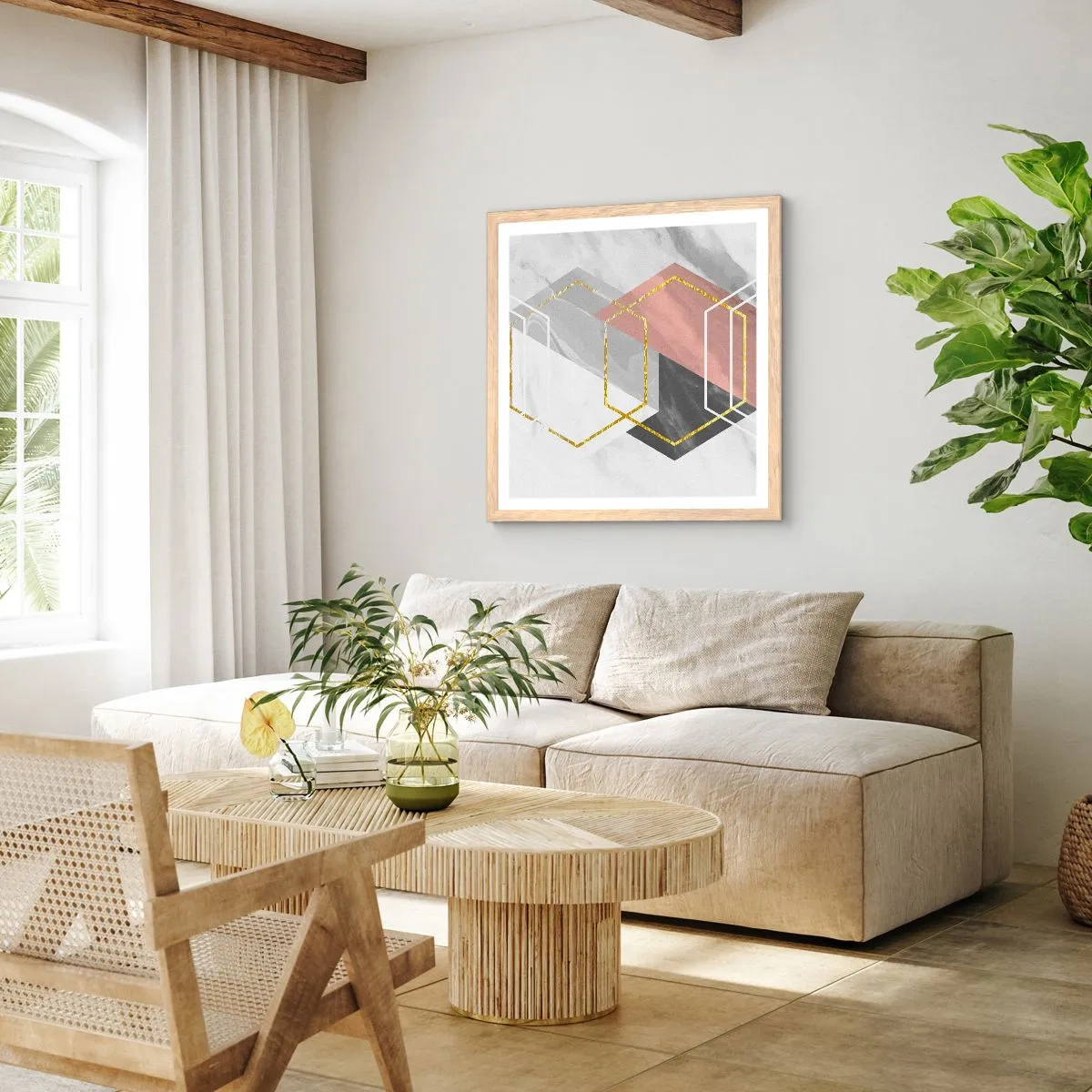 Een poster in een licht eiken lijst - Keten samenstelling - 60x60 cm