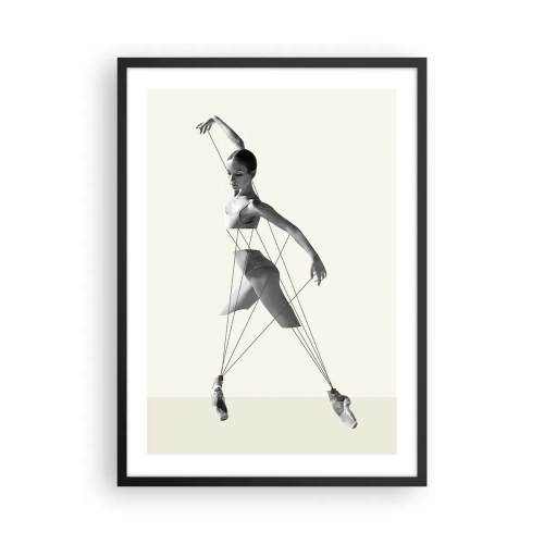 Poster in een zwarte lijst - Een ballerina in een artistieke compositie met geometrische lijnen - 50x70cm - In het theater van de wereld - Moderne wanddecoratie voor woonkamer en slaapkamer ARTTOR