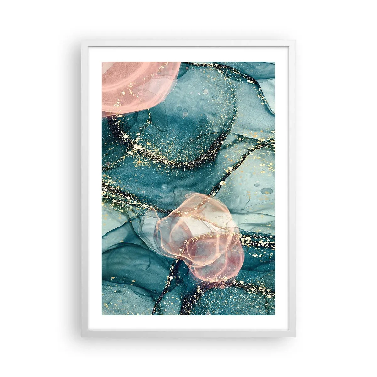 Poster in een witte lijst - Zijdeblauw, tule roze - 50x70 cm