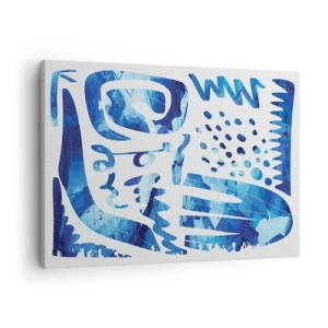 Schilderen op canvas - Abstract patroon in tinten blauw - 70x50cm - Terug naar de wortels - Moderne wanddecoratie voor woonkamer en slaapkamer ARTTOR