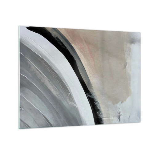 Schilderen op glas - Abstracte boog in tinten grijs en zwart - 70x50cm - Compositie: boog van zwart en grijs - Moderne wanddecoratie voor woonkamer en slaapkamer ARTTOR