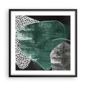 Poster in een zwarte lijst - Kleurrijke abstractie met bladgoud - 50x50 cm