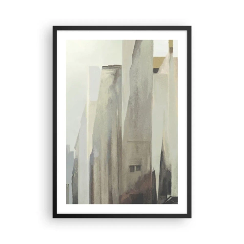 Poster in een zwarte lijst - Abstracte architectuur in gedempte kleuren - 50x70cm - Droom over de stad - Moderne wanddecoratie voor woonkamer en slaapkamer ARTTOR