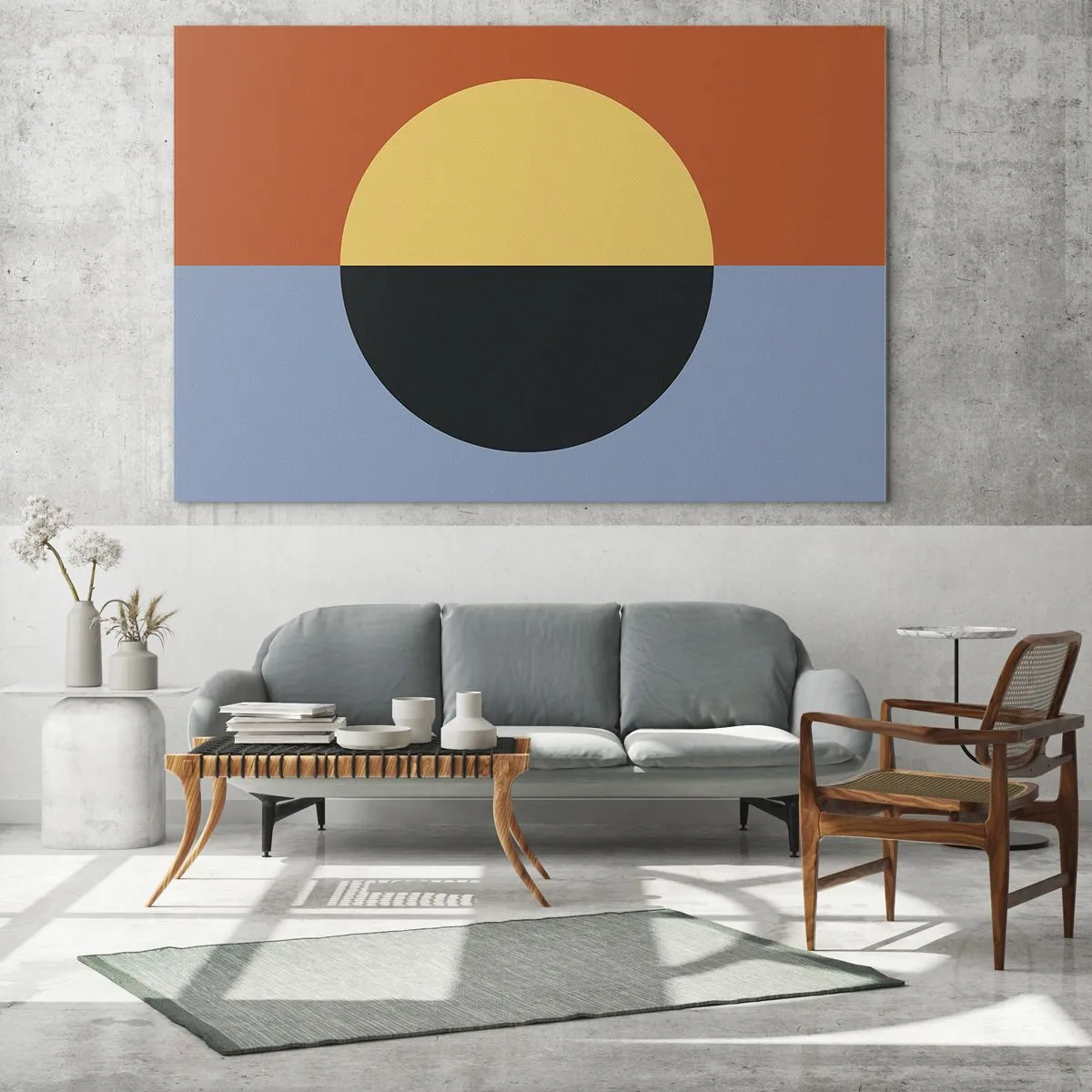 Schilderen op glas - Een compositie van warmte en koelte - 120x50 cm